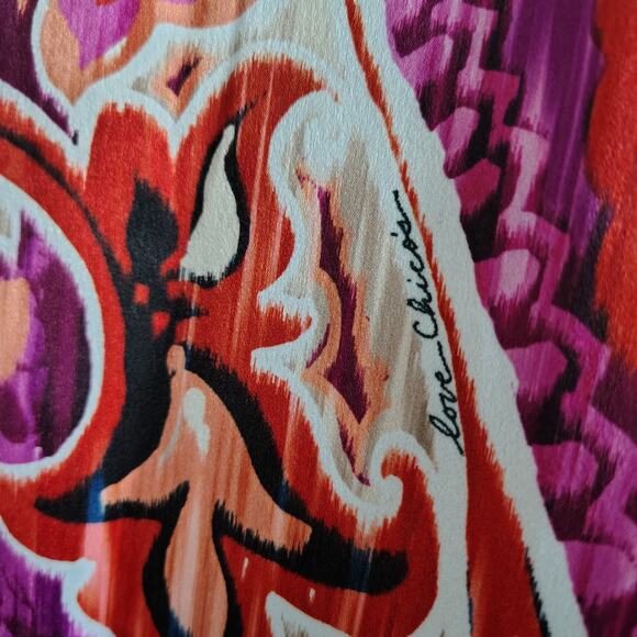 Chico's L/XL Multicolor Paisley Leopard Print Colorful Batwing Blouse Top Shirt - Picture 4 of 6